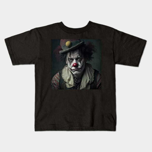 Sad Clown Kids T-Shirt by TheArtfulAI